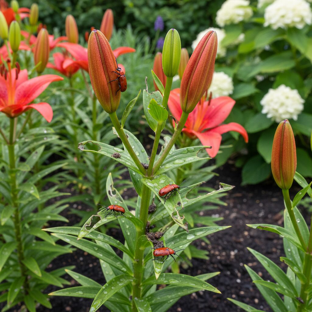 Czerwone robaki na liliach — jak rozpoznać i zwalczyć szkodnika?