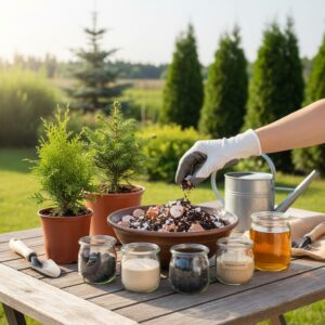 Domowy nawóz do iglaków — jak naturalnie wzmocnić tuje i świerki?