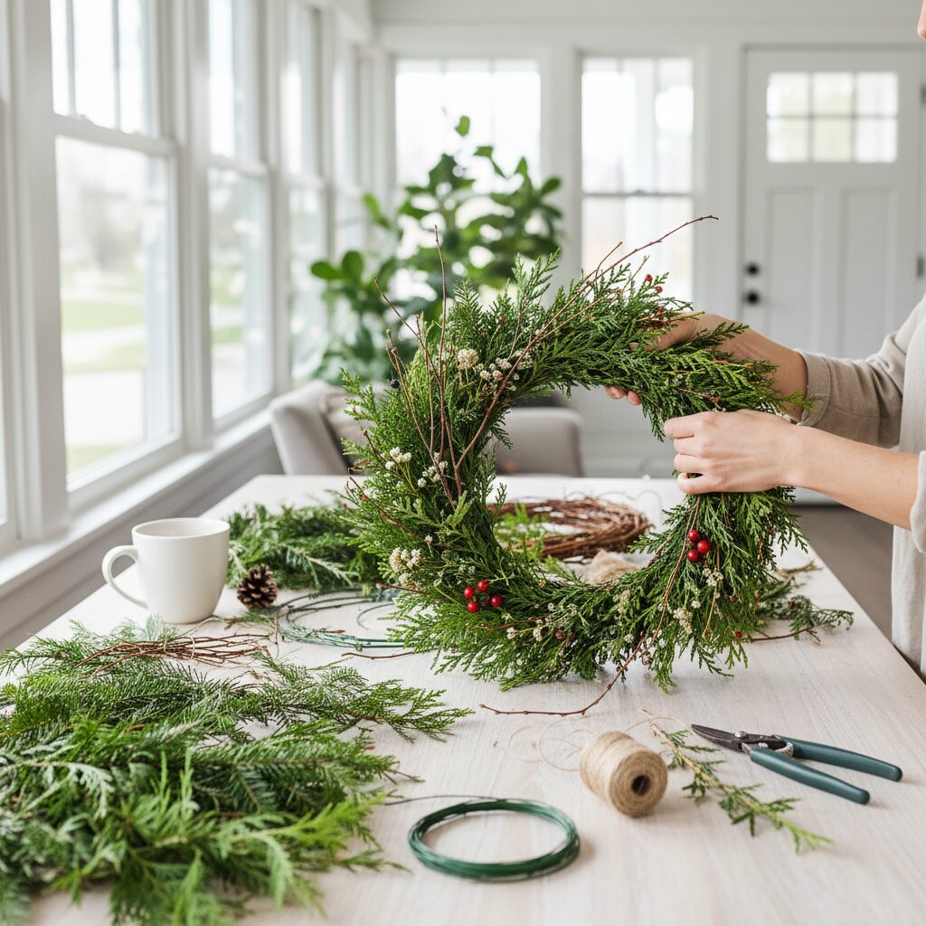 Jak zrobić wianek na drzwi z gałązek krok po kroku?