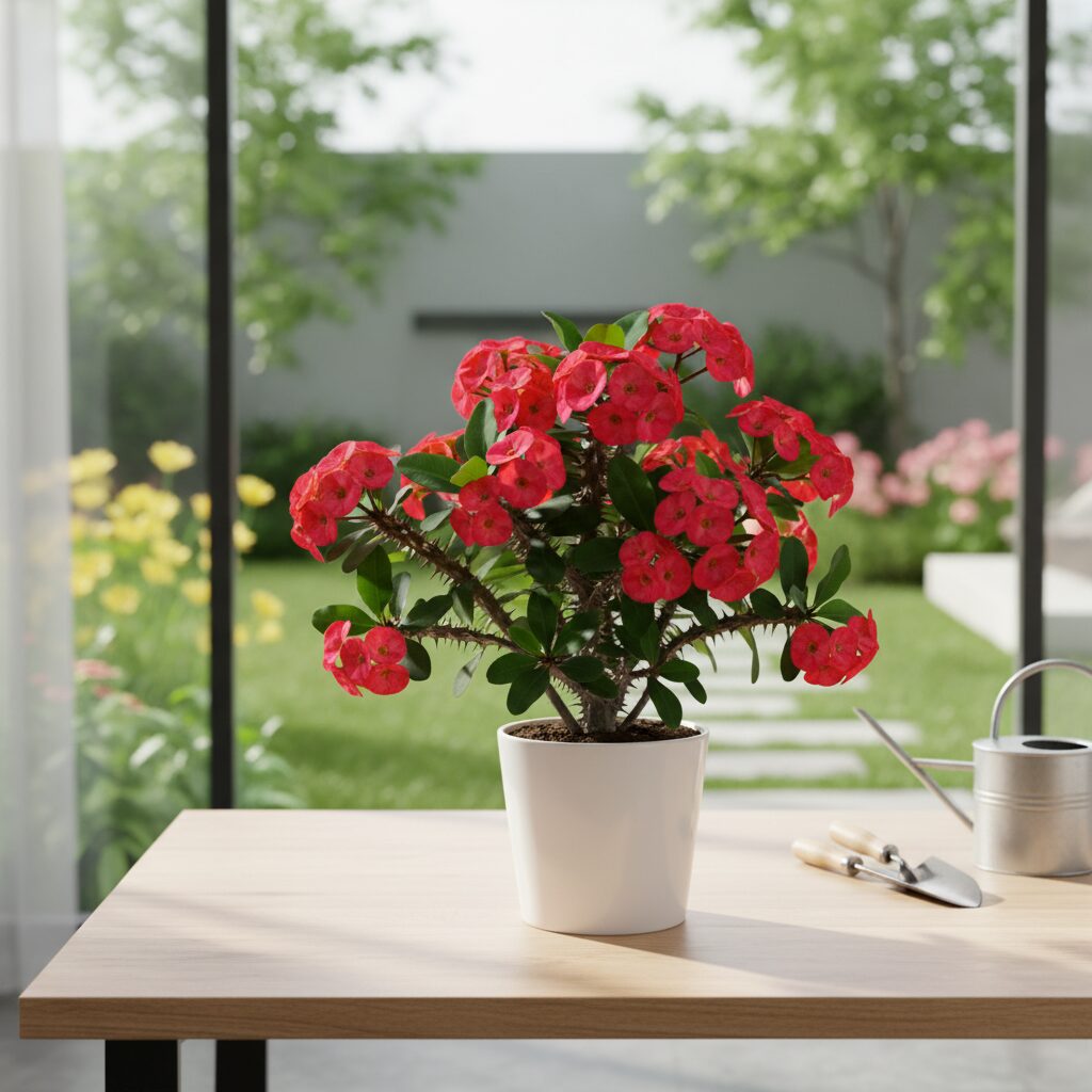 Korona cierniowa kwiat — jak uprawiać wilczomlecz lśniący?