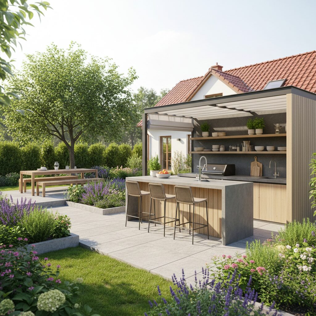 Kuchnia letnia w ogrodzie projekt — jak zaplanować strefę gotowania?