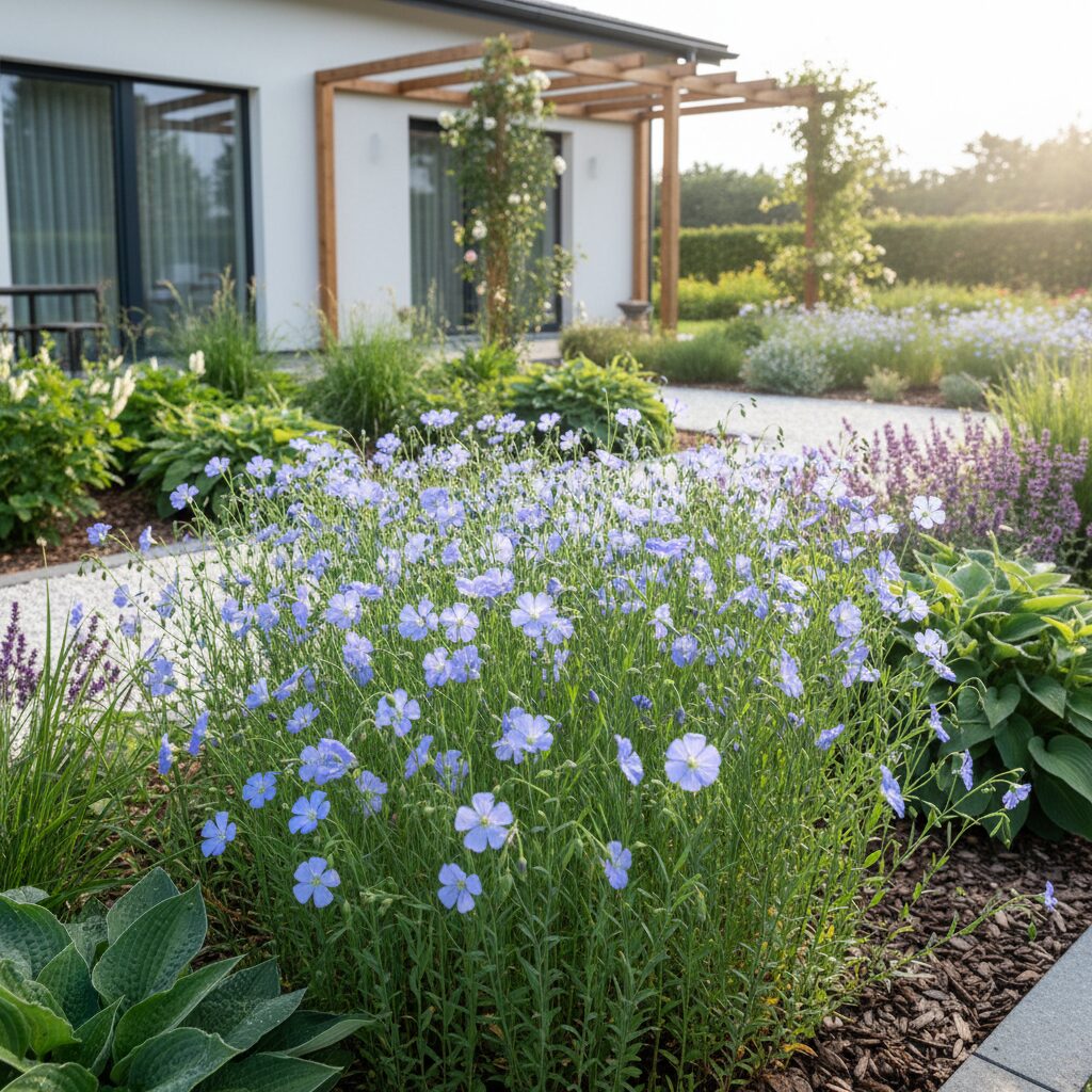 Len uprawa w ogrodzie — jak wprowadzić błękit na rabaty?