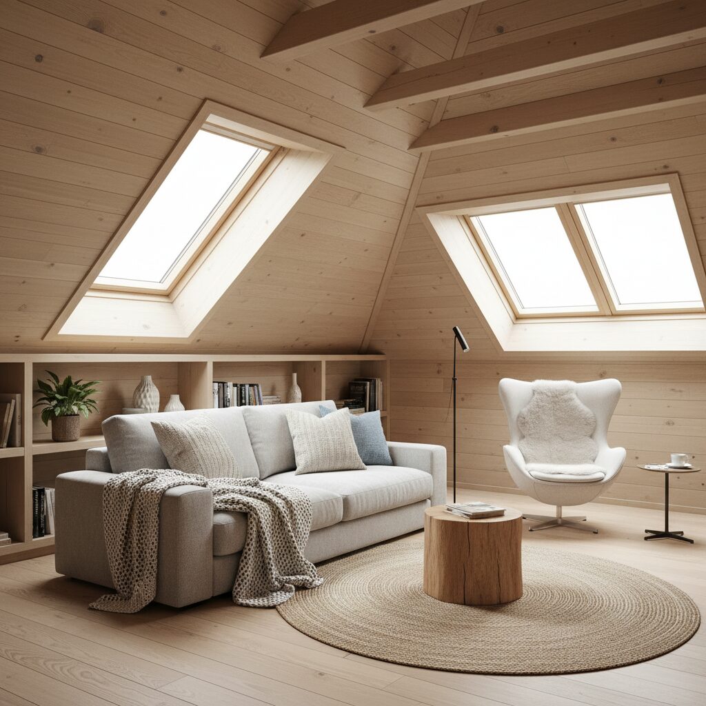 Poddasze w drewnie skosy — jak zaaranżować przytulną przestrzeń?
