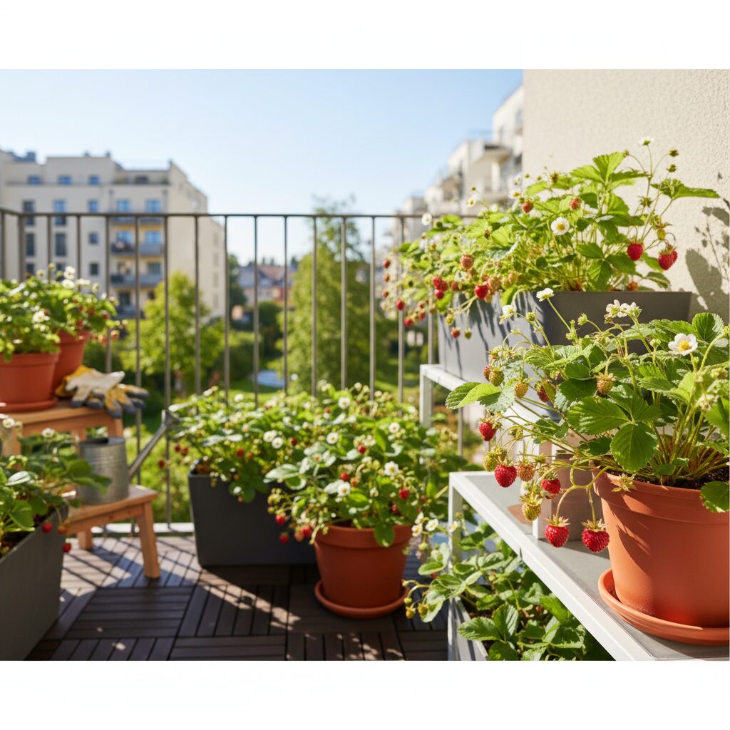 Poziomki na balkonie — jak uprawiać i pielęgnować te owoce?