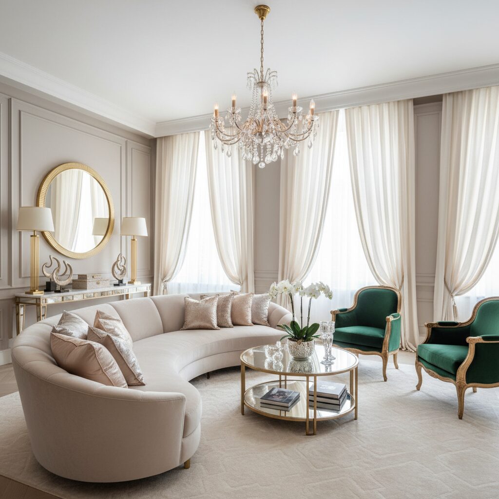 Salon w stylu glamour — jak urządzić luksusowe wnętrze?