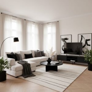Salon z czarnymi dodatkami — jak elegancko zaaranżować wnętrze?