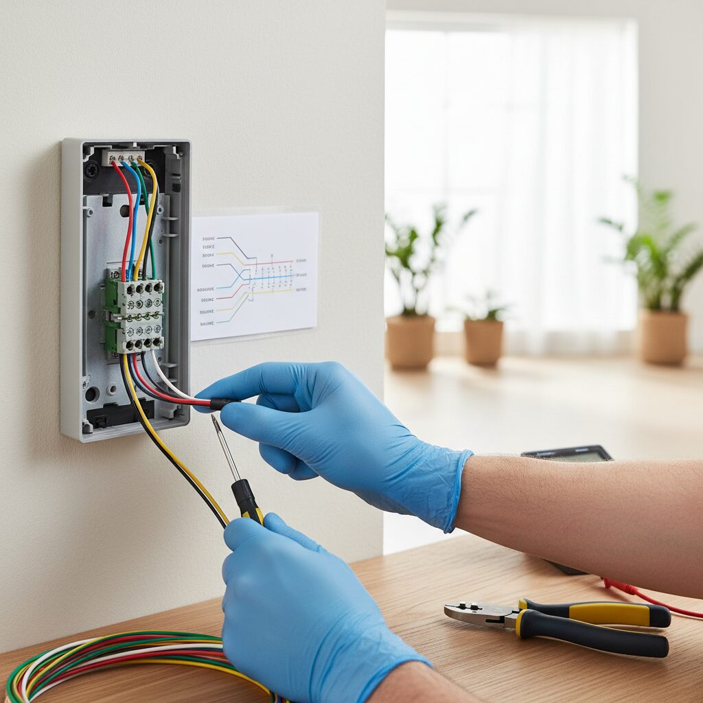 Schemat podłączenia domofonu — kolory kabli i instrukcja krok po kroku