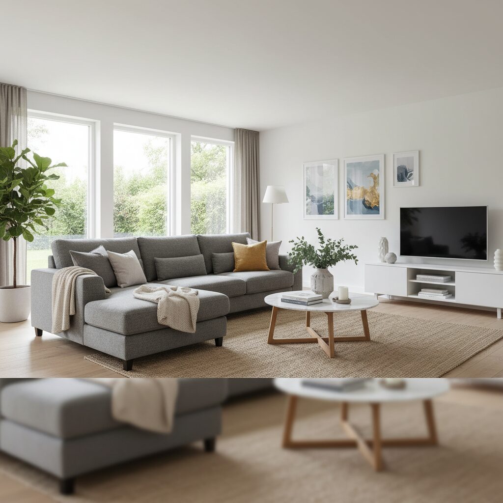 Szara kanapa inspiracje — jak urządzić modny salon?