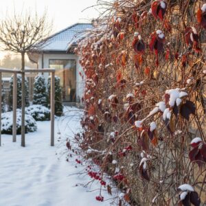 Winobluszcz pięciolistkowy zimą — pielęgnacja i wygląd