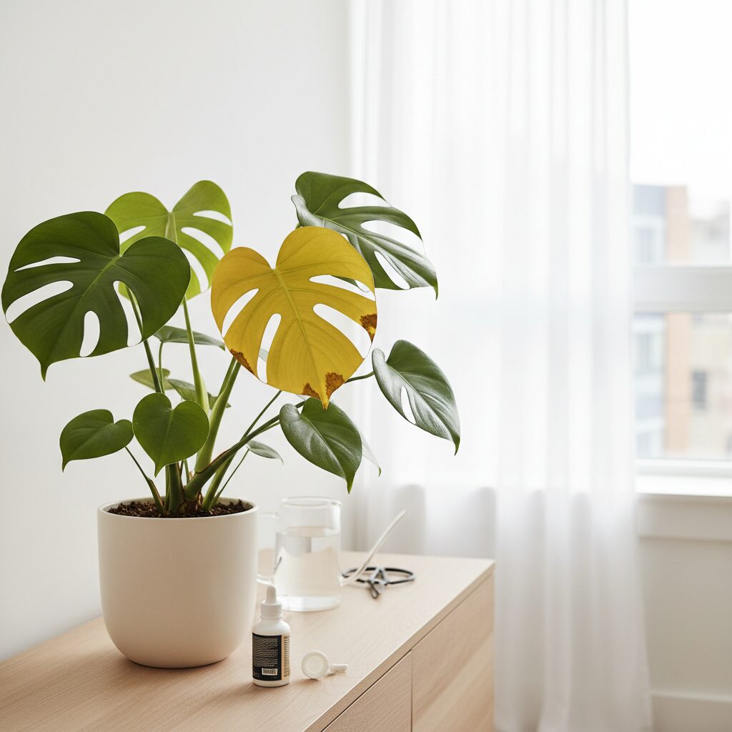 monstera zolte liscie
