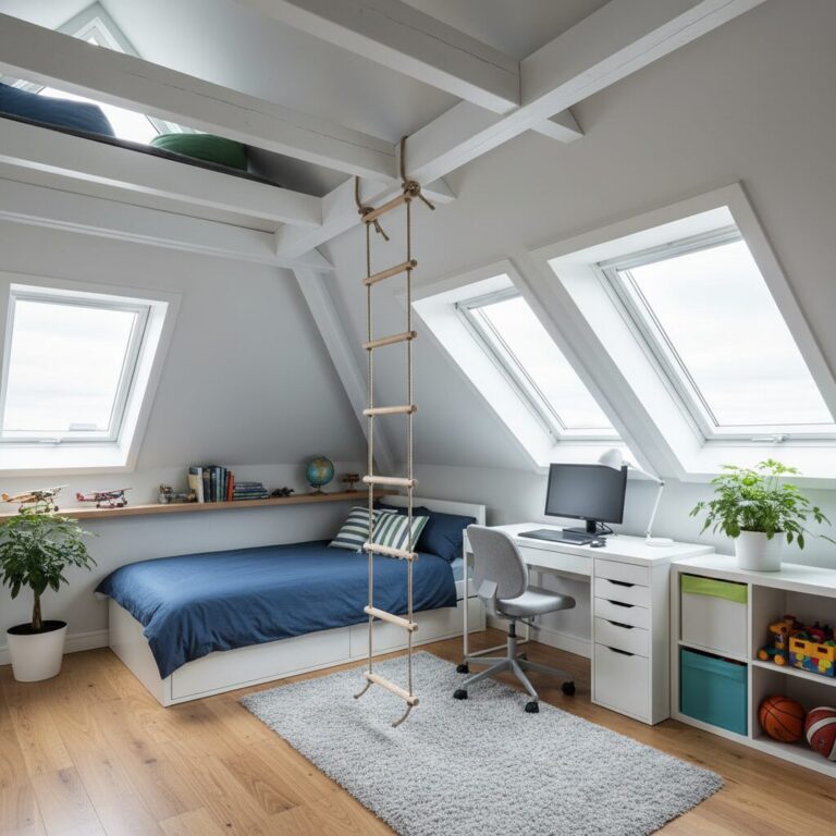 pokoj dla chlopca na poddaszu