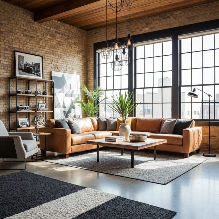 styl industrialny salon w stylu loft
