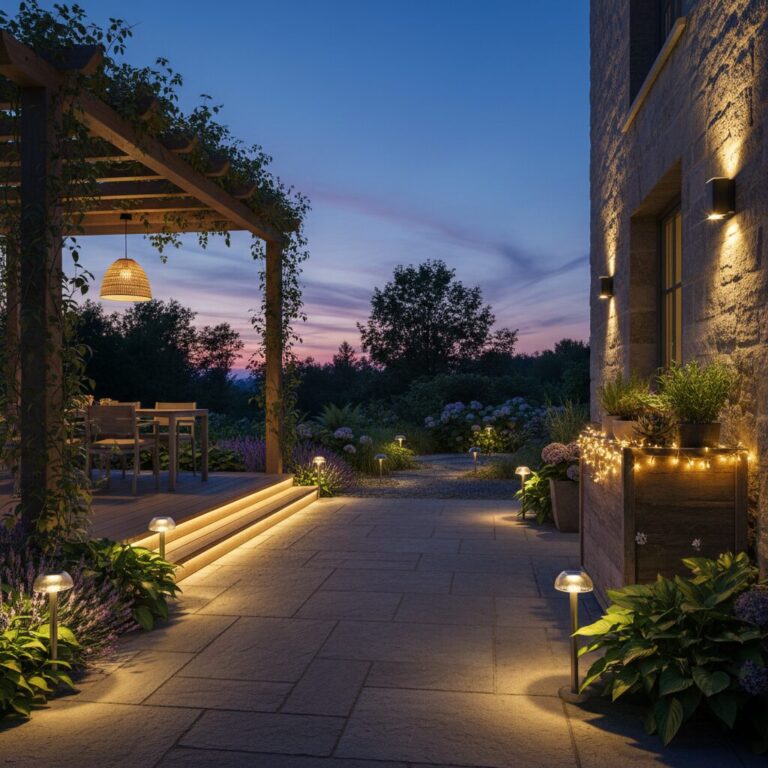 Oświetlenie tarasu LED – pomysły na solarne i niskonapięciowe lampy